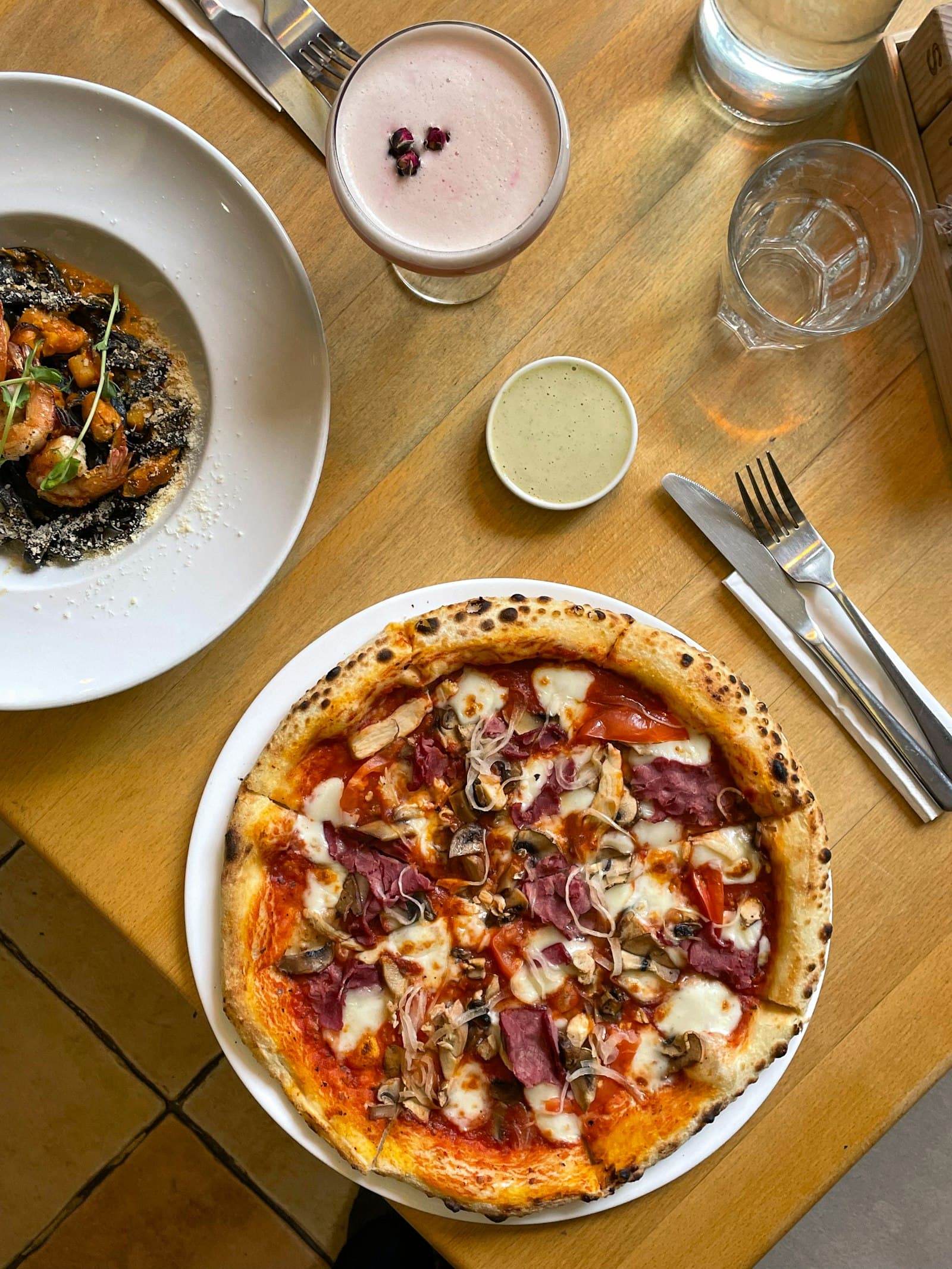 A table mid-service