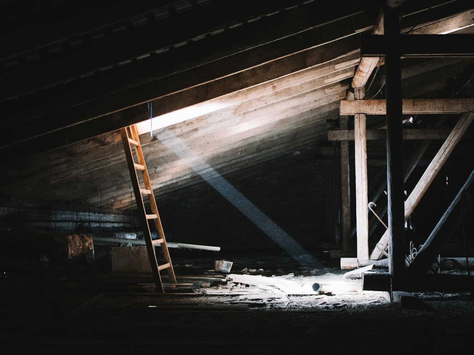 A ladder against a roof